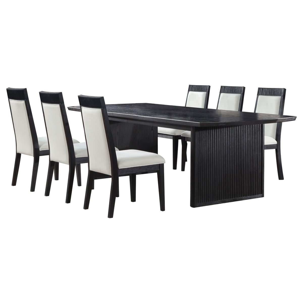 Brookmead 7-piece Rectangular Extension Dining Set Black and Ivory