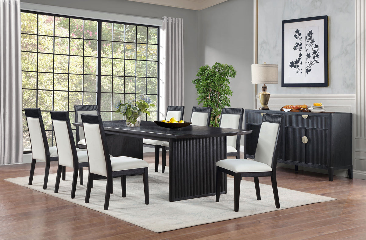 Brookmead 9-piece Rectangular Extension Dining Set Black and Ivory
