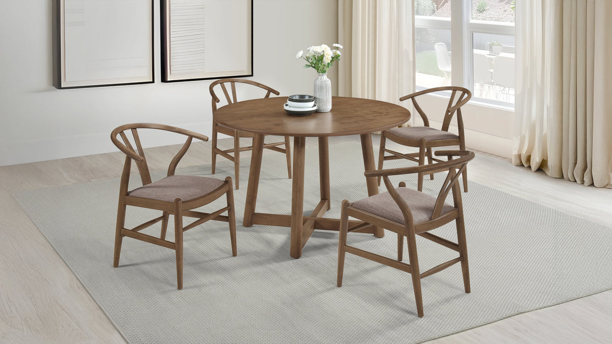 Dinah 5-piece 47-inch Round Dining Set Walnut
