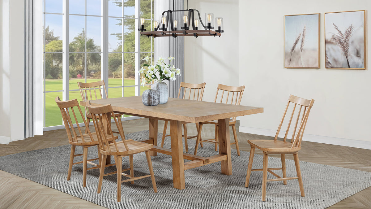 Middleton 7-piece 76-inch Extension Dining Set with Windsor Chairs Natural