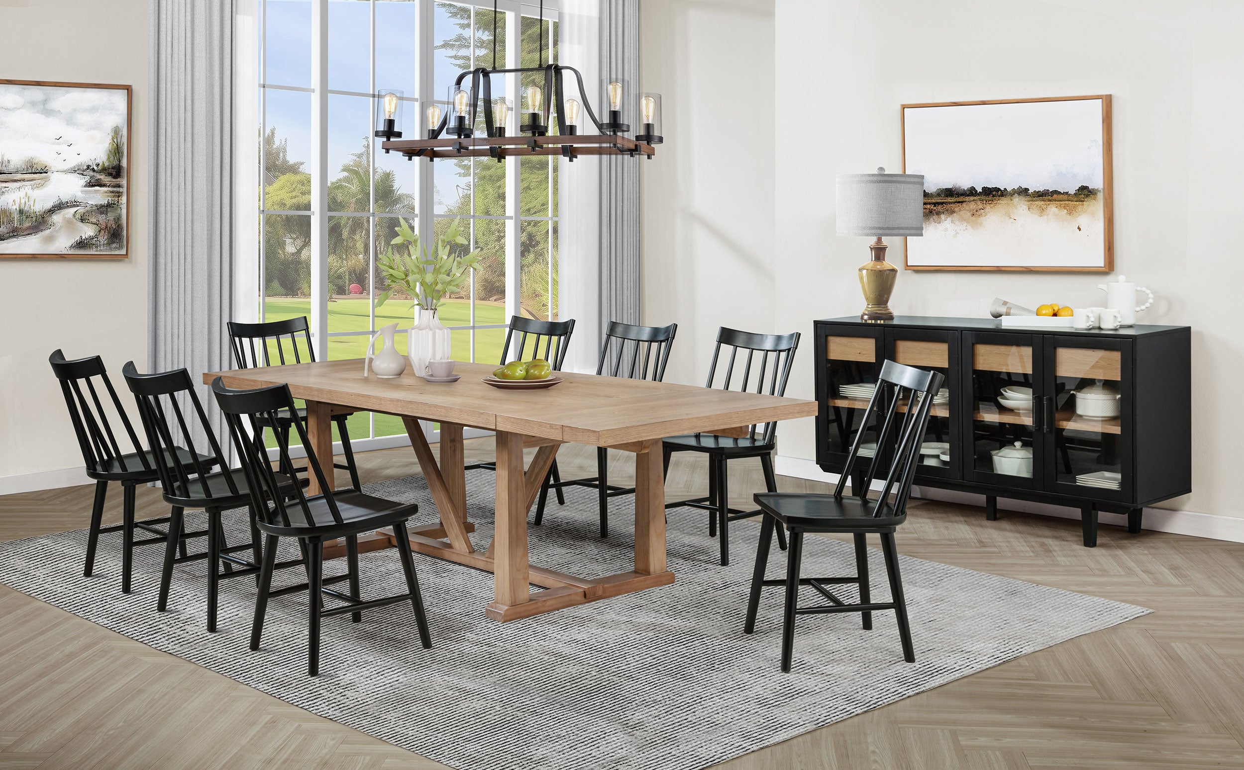 Middleton Extension Leaf Dining Set - Natural / Black