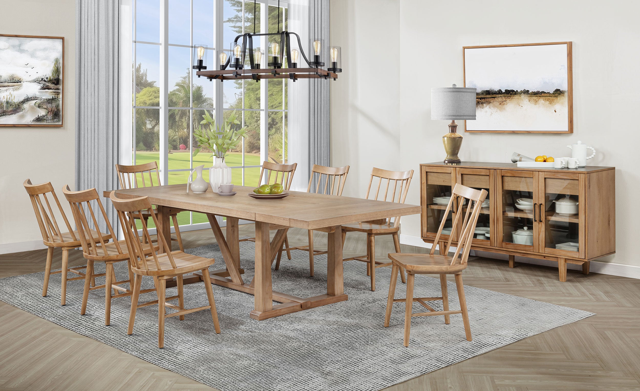 Middleton Extension Leaf Dining Set - Natural / Black