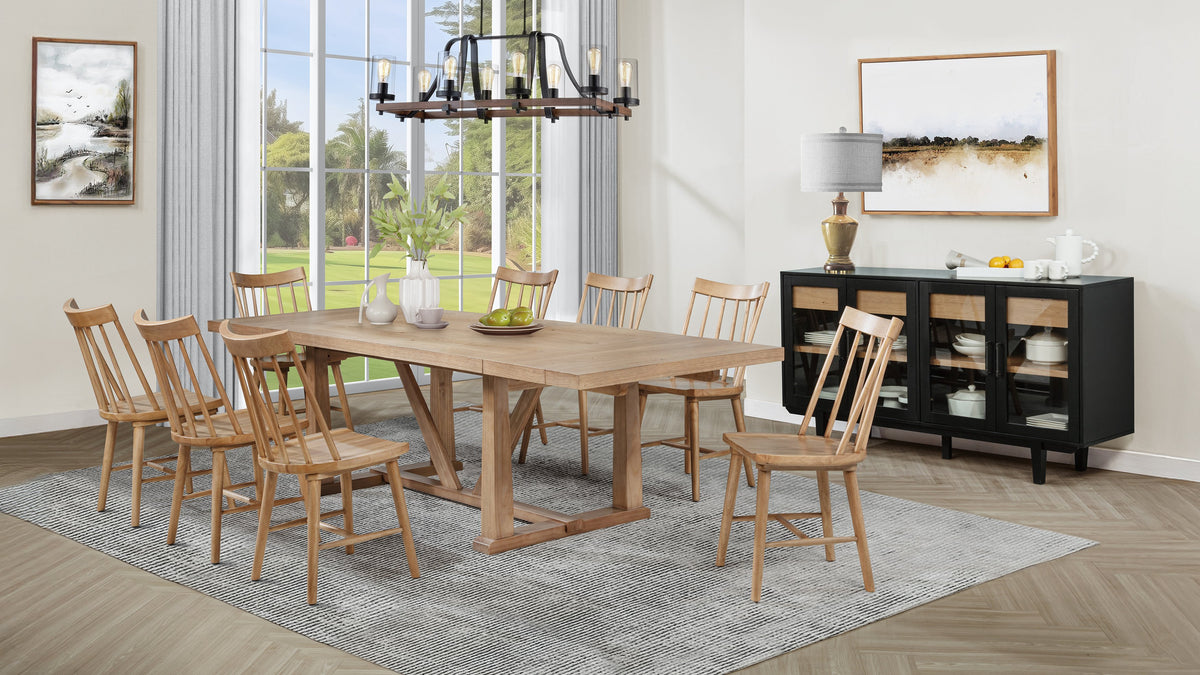 Middleton 10-piece 106-inch Extension Dining Set with Windsor Chairs and Sideboard Natural