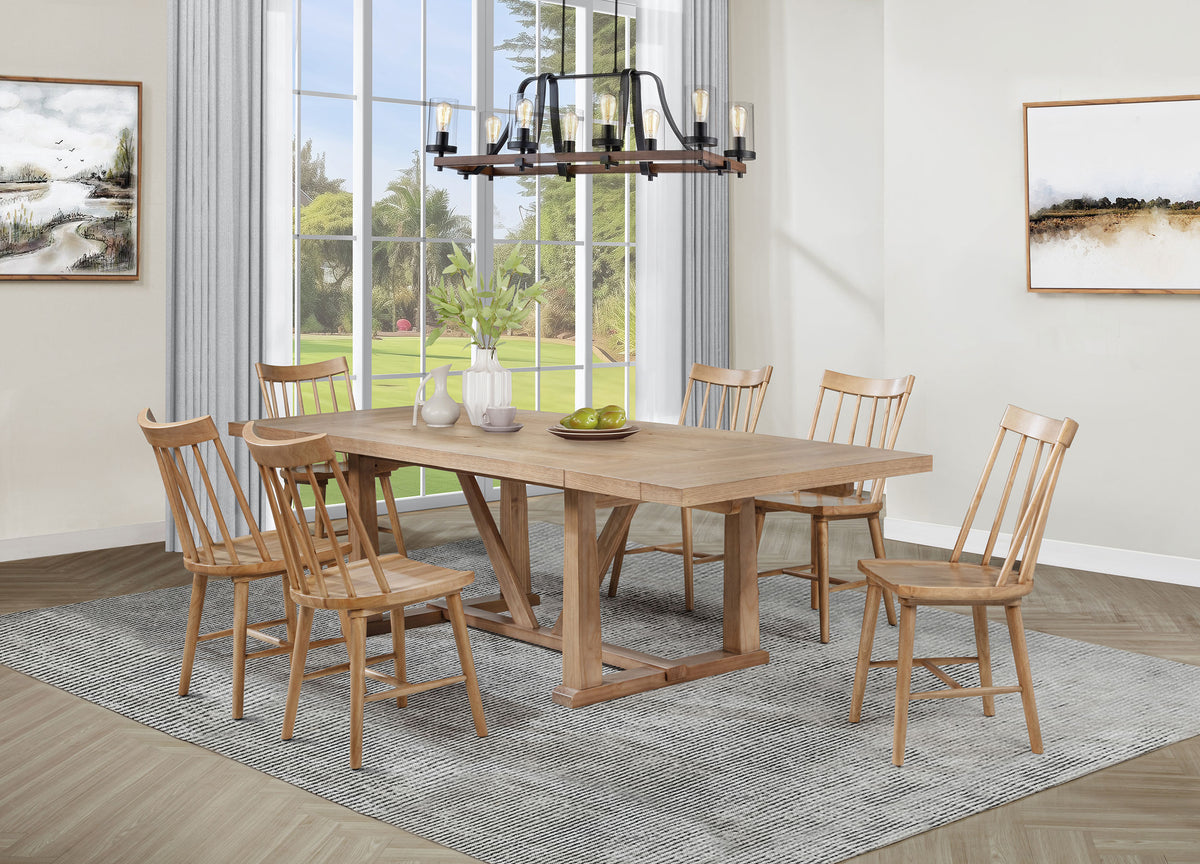 Middleton 7-piece 106-inch Extension Dining Set with Windsor Chairs Natural