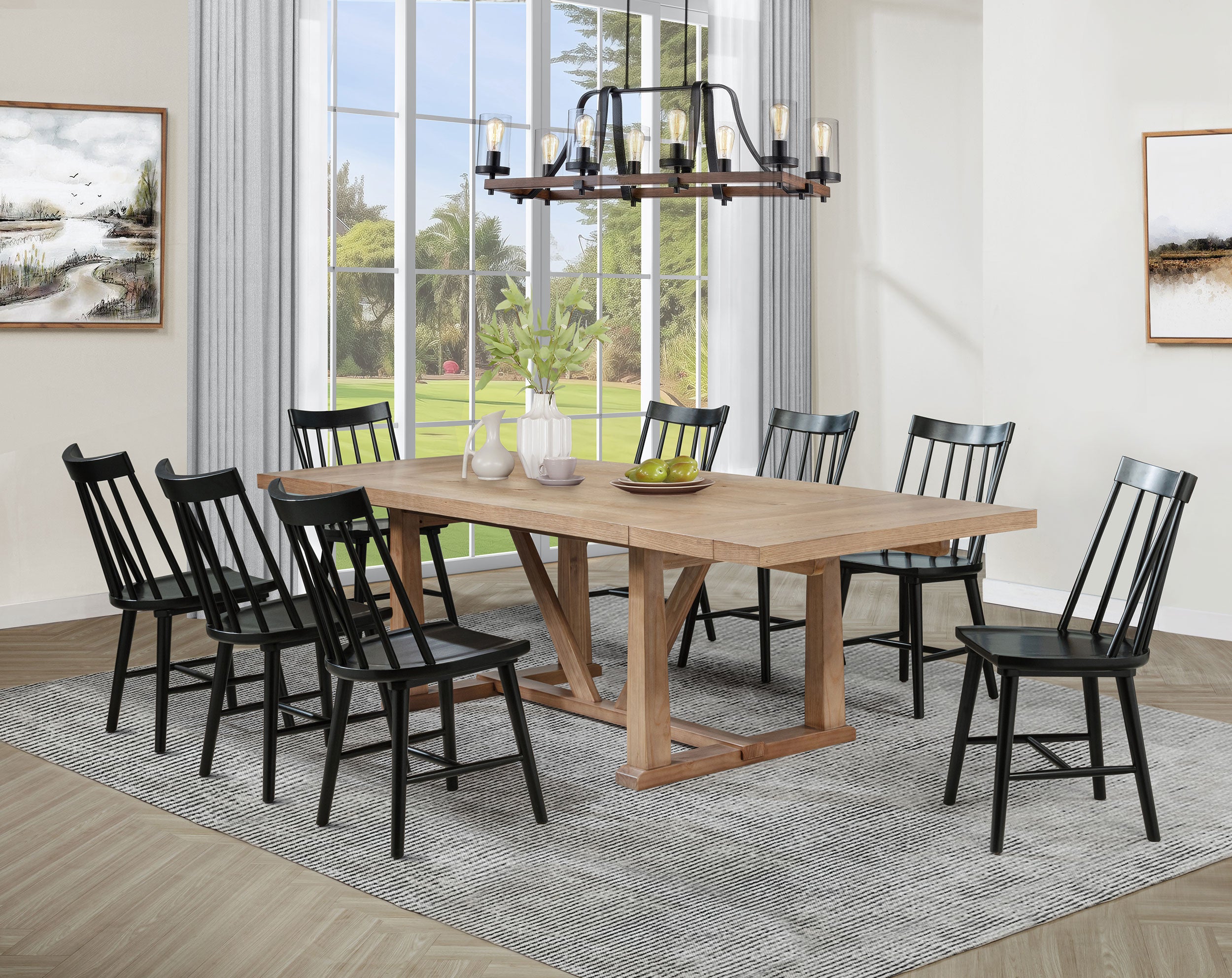 Middleton Extension Leaf Dining Set - Natural / Black