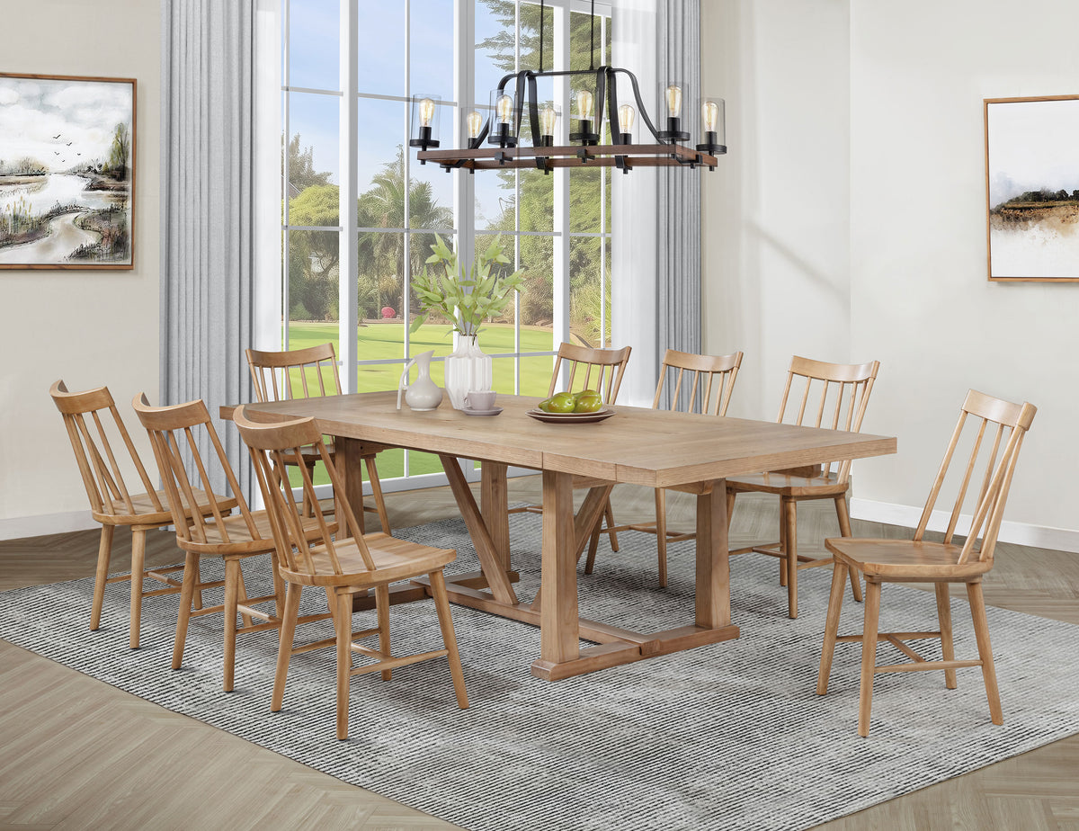 Middleton 9-piece 106-inch Extension Dining Set with Windsor Chairs Natural