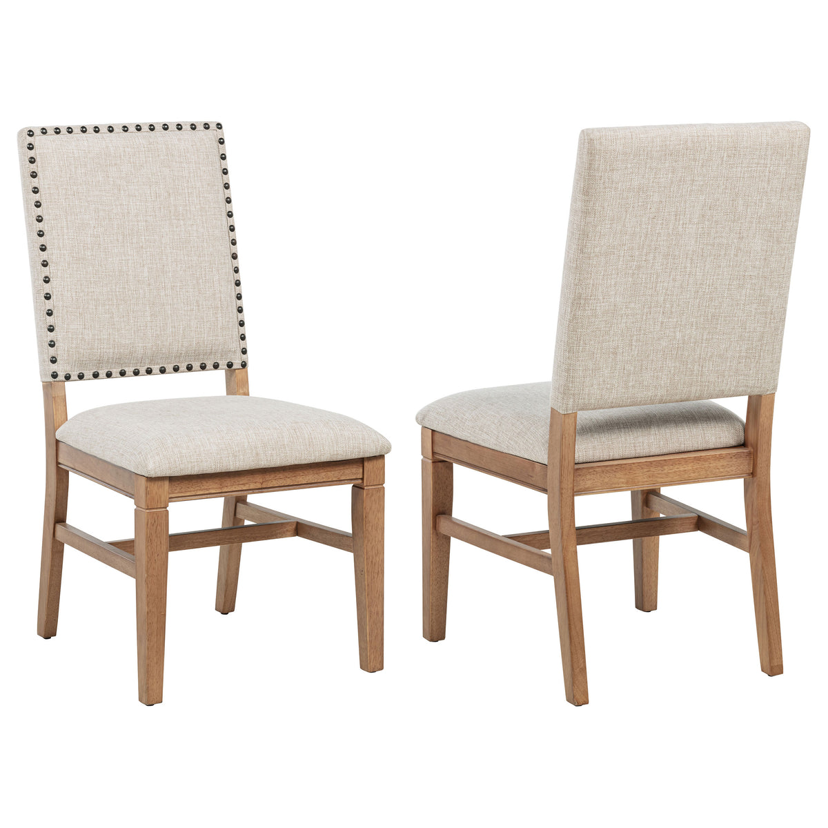 Middleton Upholstered Dining Side Chairs with Nailhead Trim (Set of 2) Beige and Natural