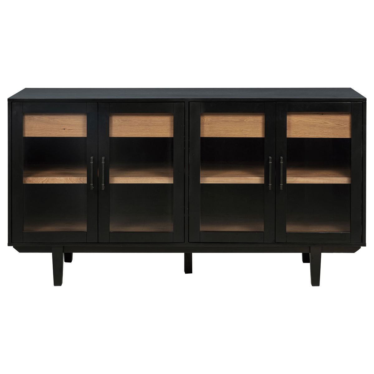 Middleton 4-door Glass Door Sideboard Buffet with 2 Drawers Black