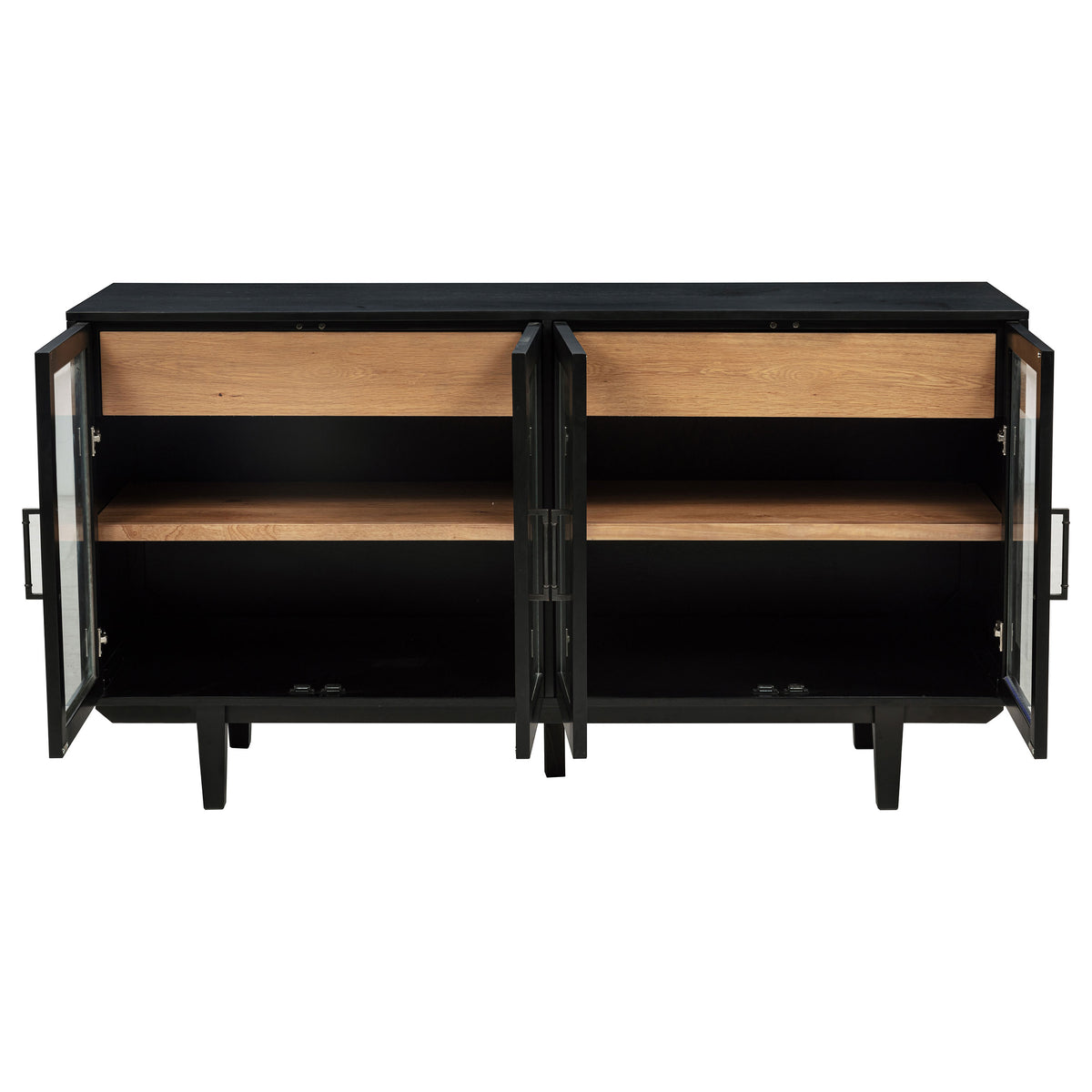 Middleton 4-door Glass Door Sideboard Buffet with 2 Drawers Black