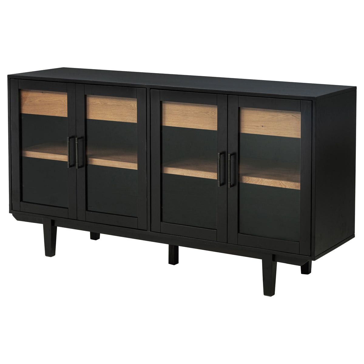 Middleton 4-door Glass Door Sideboard Buffet with 2 Drawers Black