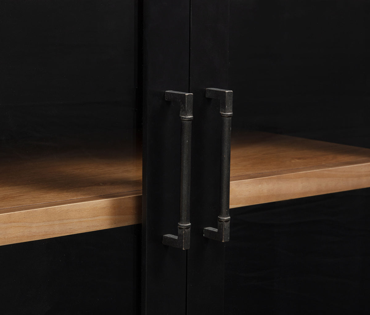 Middleton 4-door Glass Door Sideboard Buffet with 2 Drawers Black