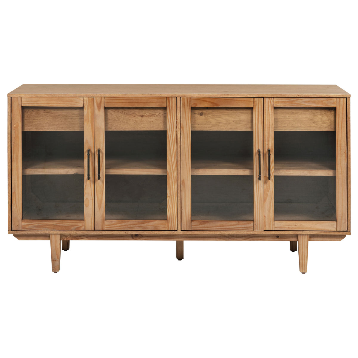 Middleton 4-door Glass Door Sideboard Buffet with 2 Drawers Natural