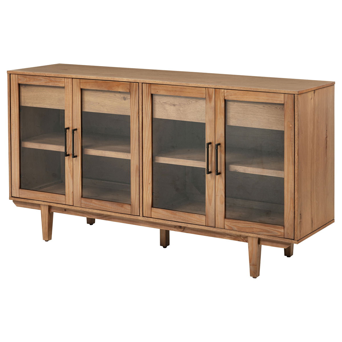 Middleton 4-door Glass Door Sideboard Buffet with 2 Drawers Natural