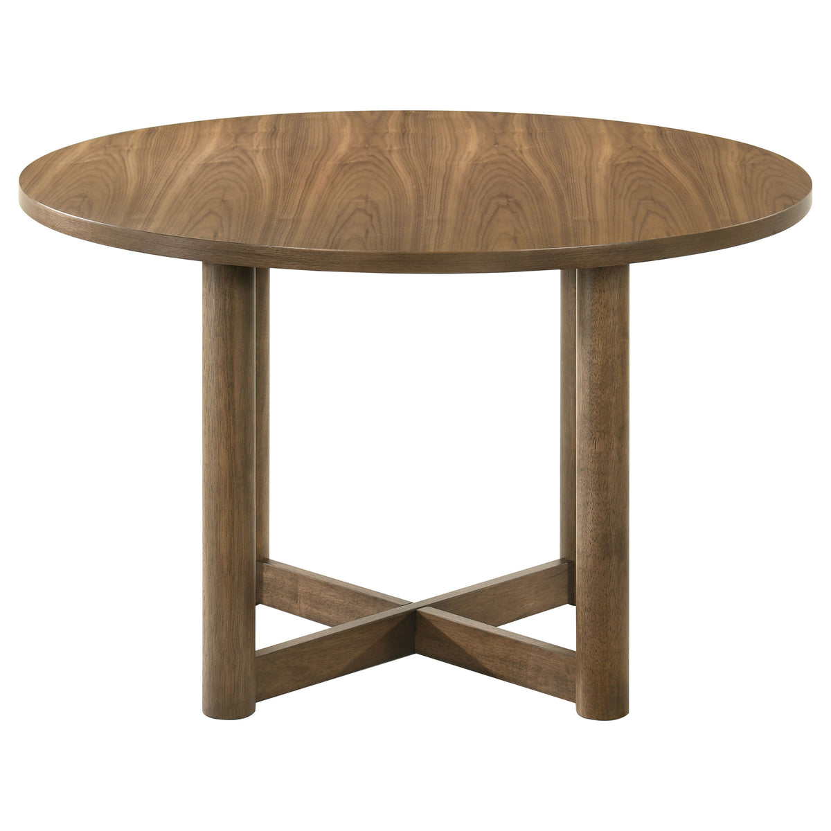 Crestmore 46-inch Round X-Base Dining Table Walnut