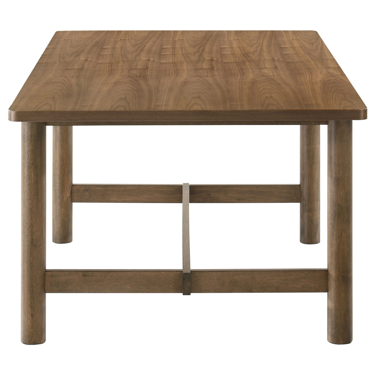 Crestmore 7-piece 71-inch Rectangular Trestle Dining Set Walnut and Beige