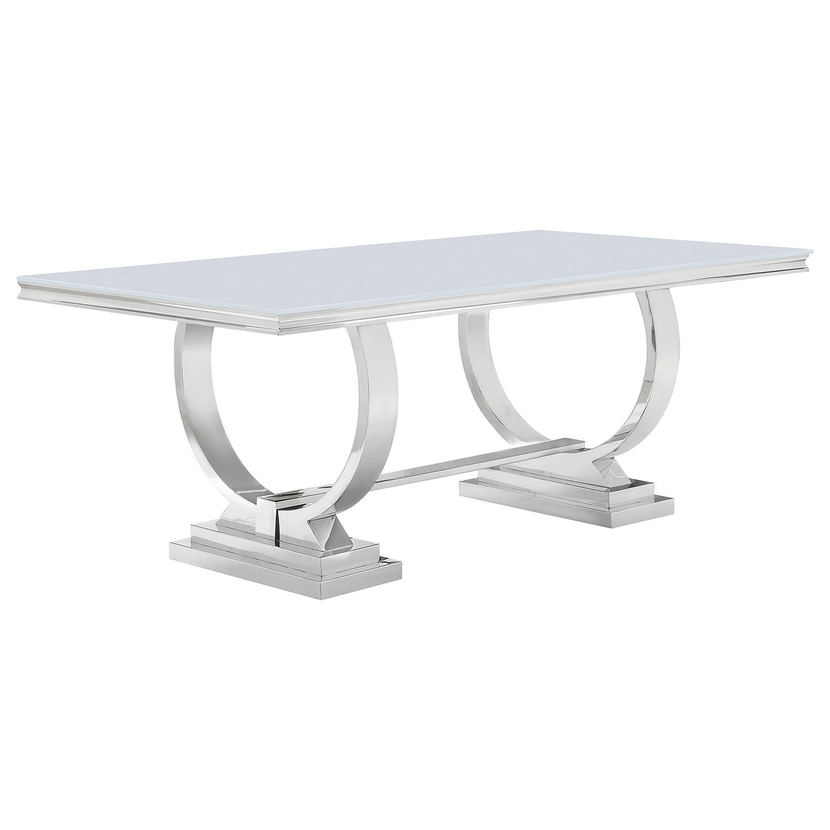 Antoine 7-piece Rectangular Glass Top Dining Set White and Chrome