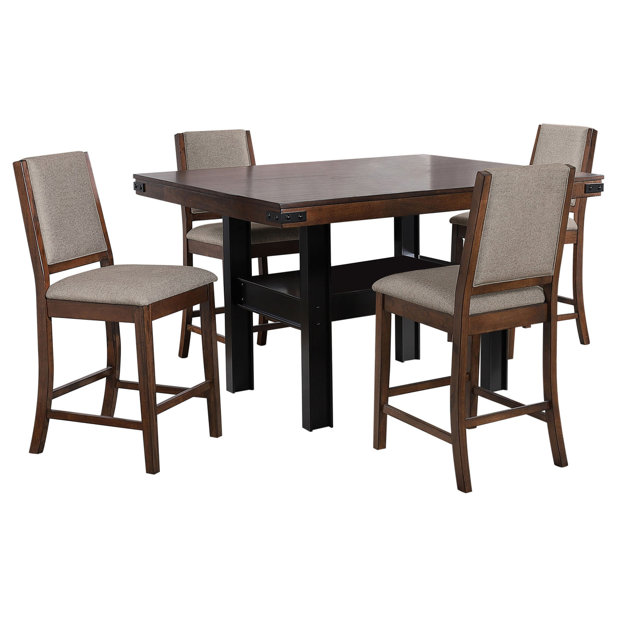 Patterson 5-piece Rectangular Counter Height Dining Set Mango Oak and Beige