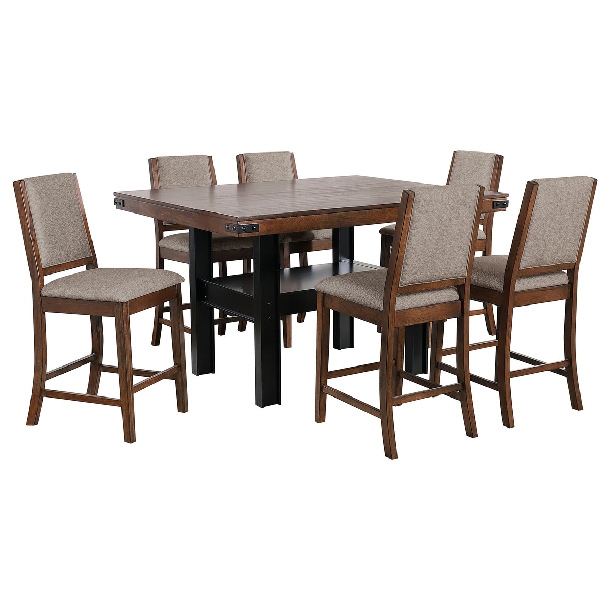 Patterson 7-piece Rectangular Counter Height Dining Set Mango Oak and Beige