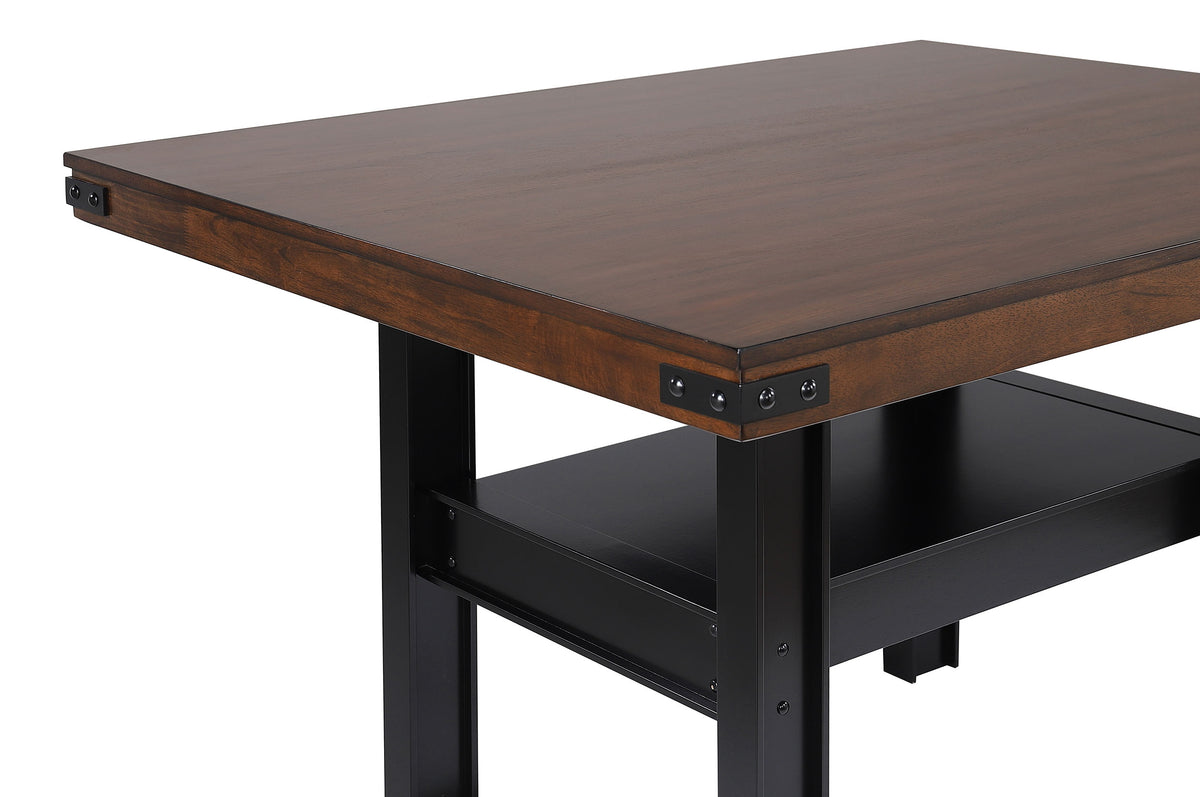 Patterson 60-inch Rectangular Counter Height Dining Table with Shelf Mango Oak and Black