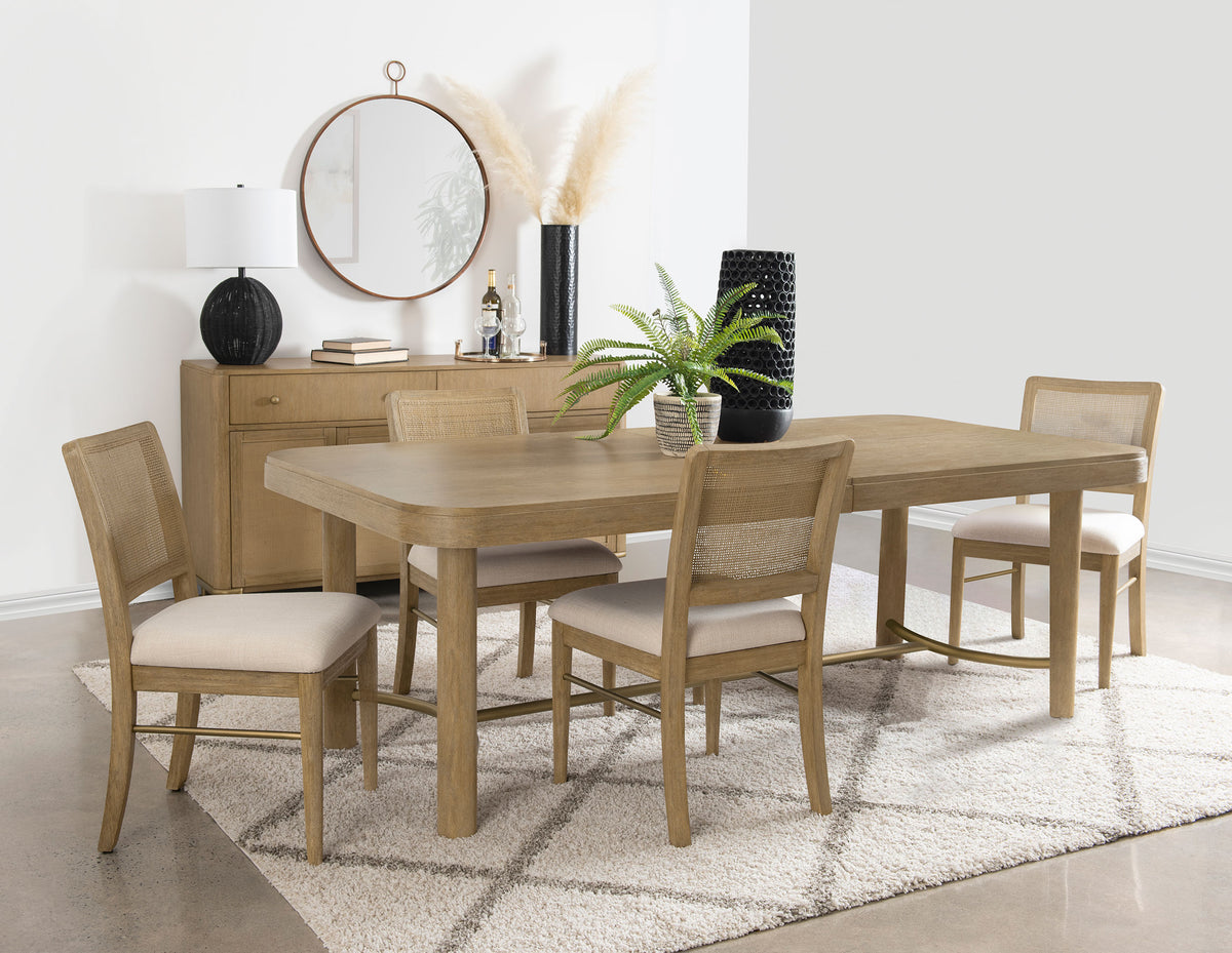 Arini 5-piece Rectangular Extension Dining Set Sand Wash and Cream
