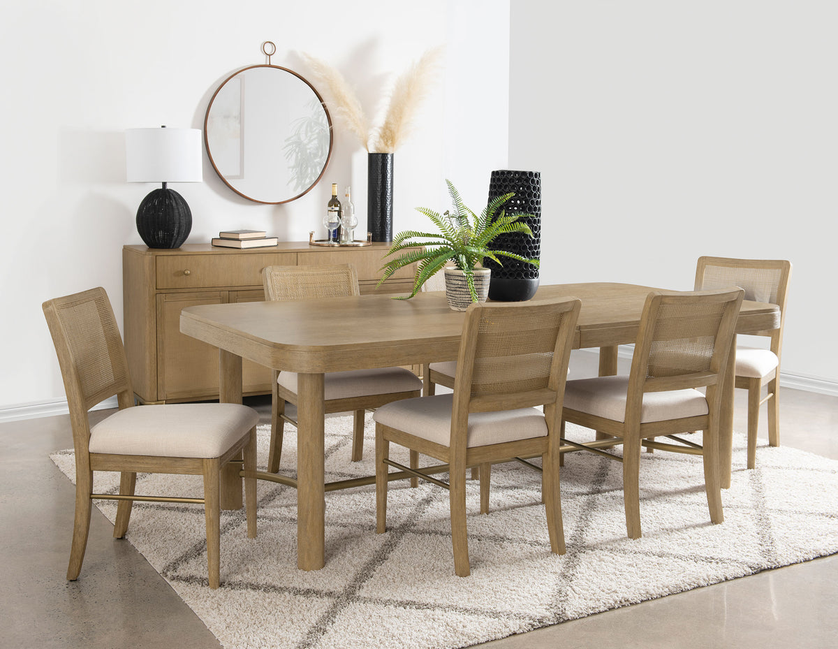 Arini 7-piece Rectangular Extension Dining Set Sand Wash and Cream