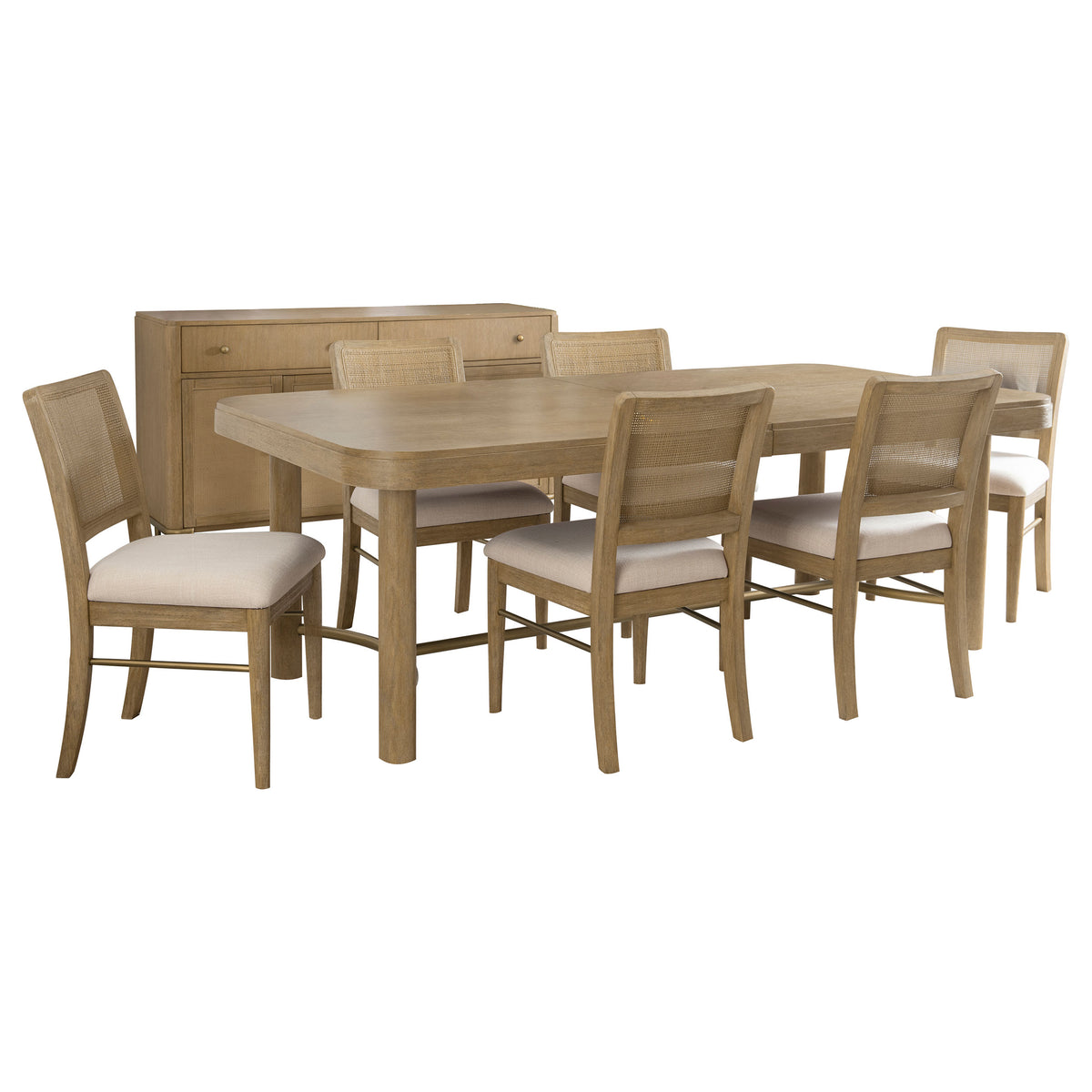 Arini 7-piece Rectangular Extension Dining Set Sand Wash and Cream