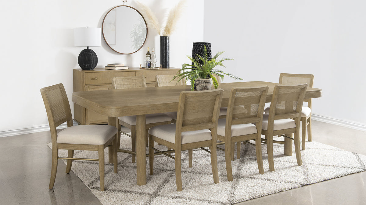 Arini 9-piece Rectangular Extension Dining Set Sand Wash and Cream