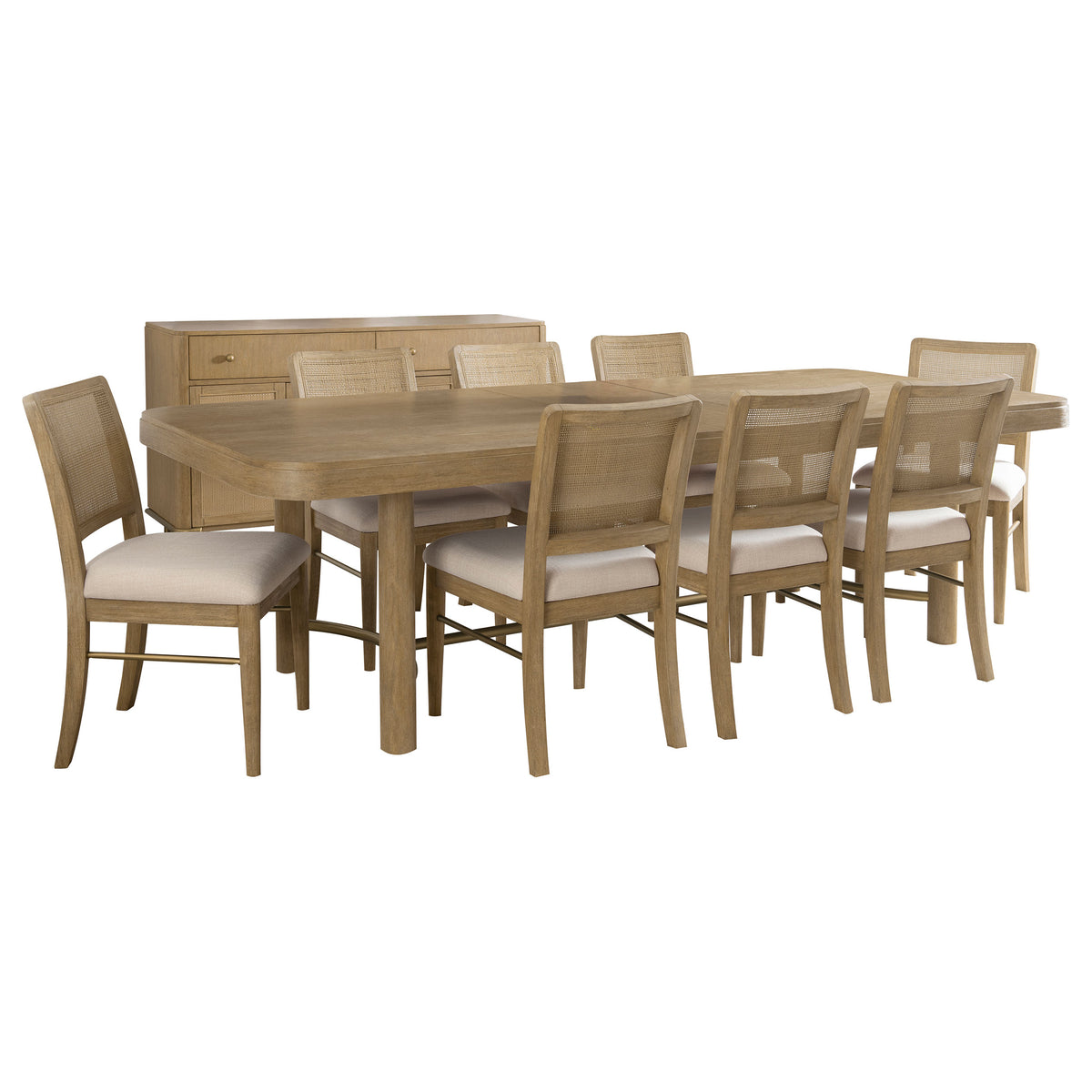 Arini 9-piece Rectangular Extension Dining Set Sand Wash and Cream