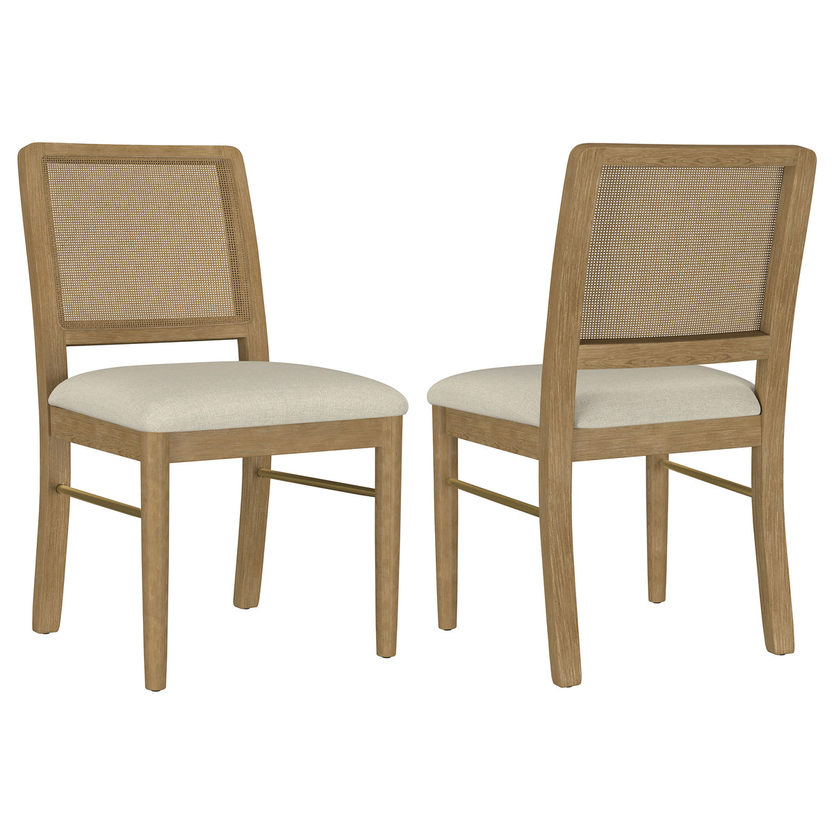 Arini Cane-Back Upholstered Dining Side Chairs (Set of 2) Sand Wash and Cream