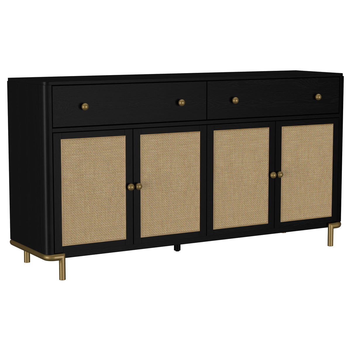 Arini 2-drawer Cane Door Sideboard Black