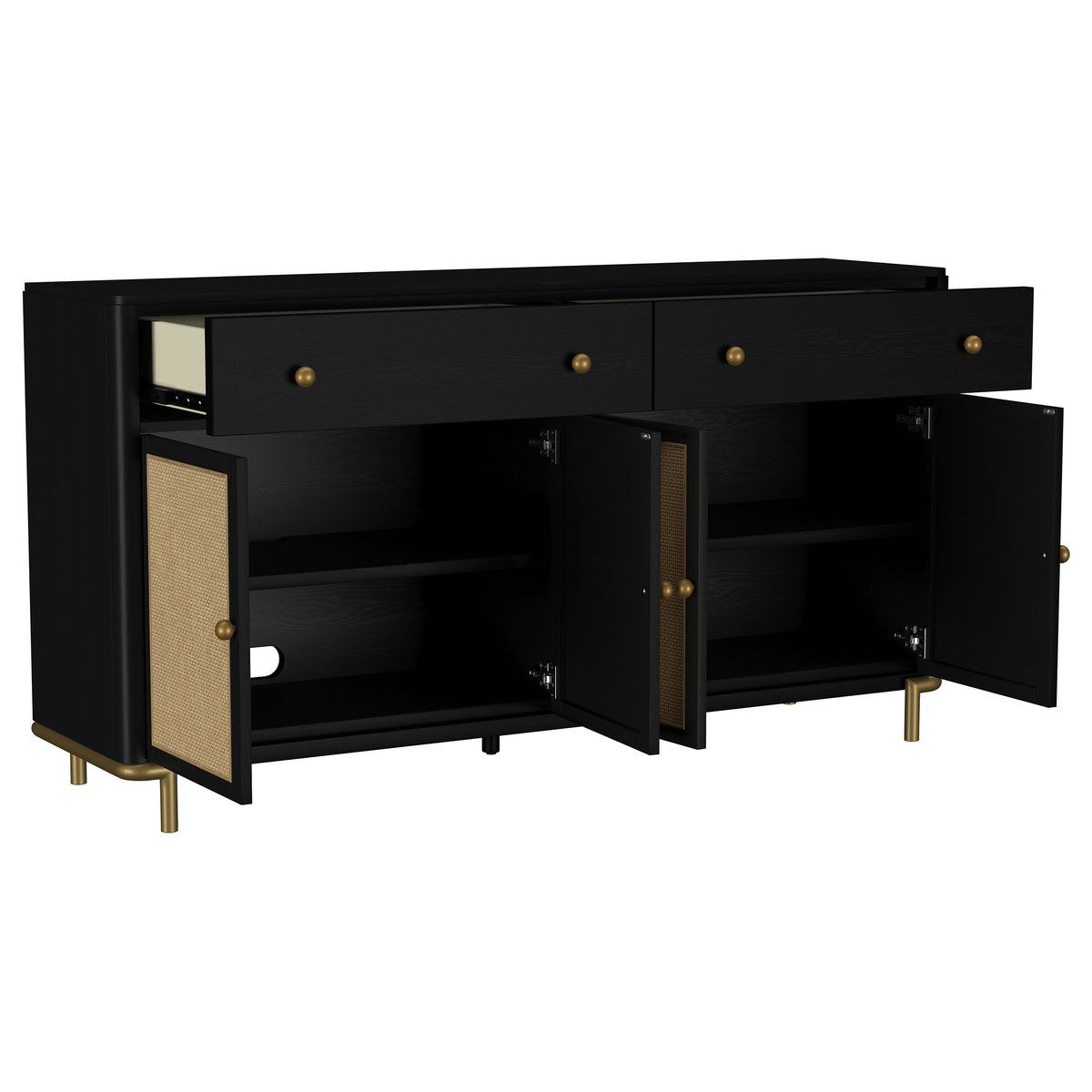 Arini 2-drawer Cane Door Sideboard Black