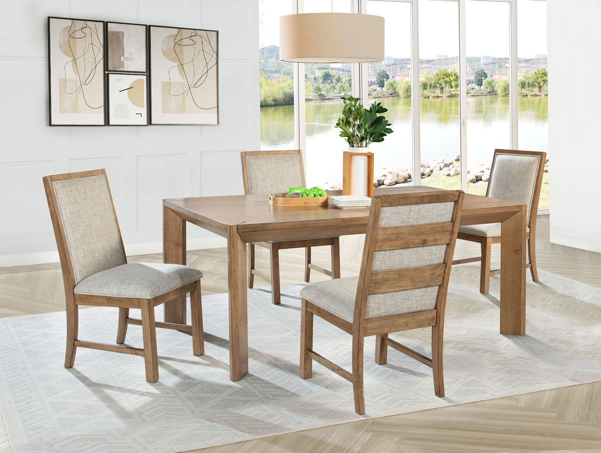 Bruner 5-piece 72-inch Rectangular Dining Set Natural Brown and Oatmeal