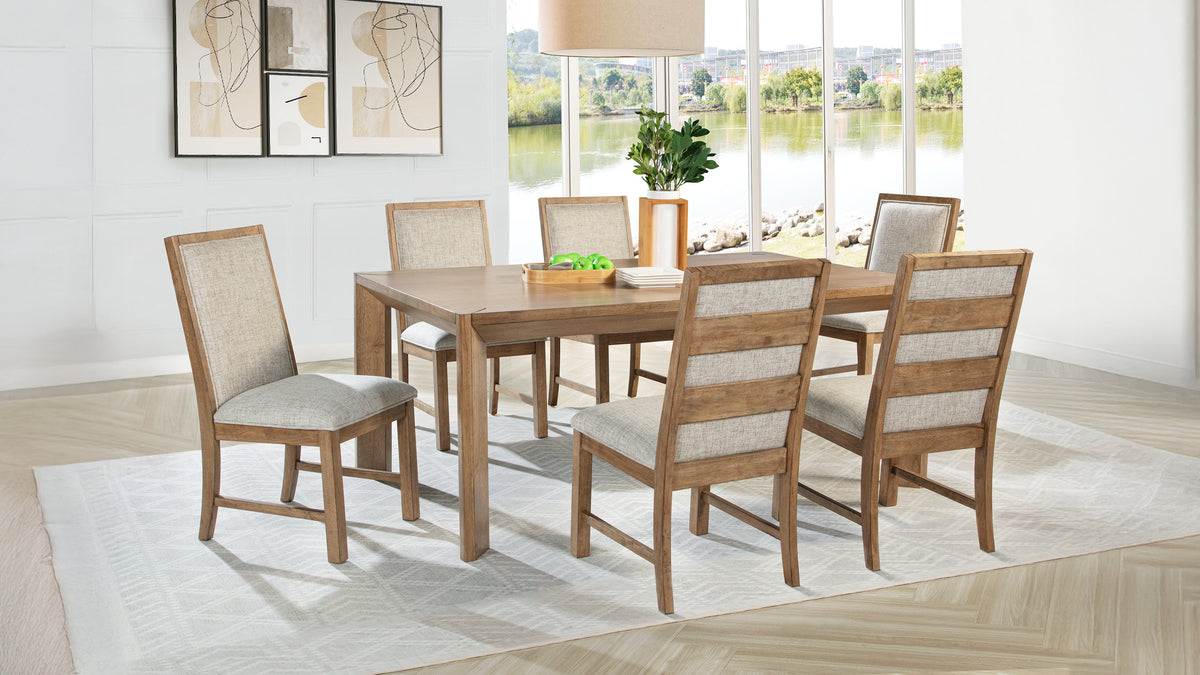 Bruner 7-piece 72-inch Rectangular Dining Set Natural Brown and Oatmeal