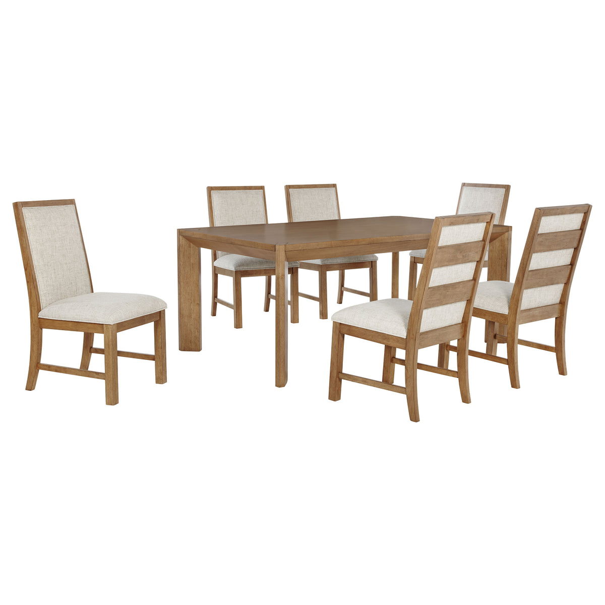Bruner 7-piece 72-inch Rectangular Dining Set Natural Brown and Oatmeal