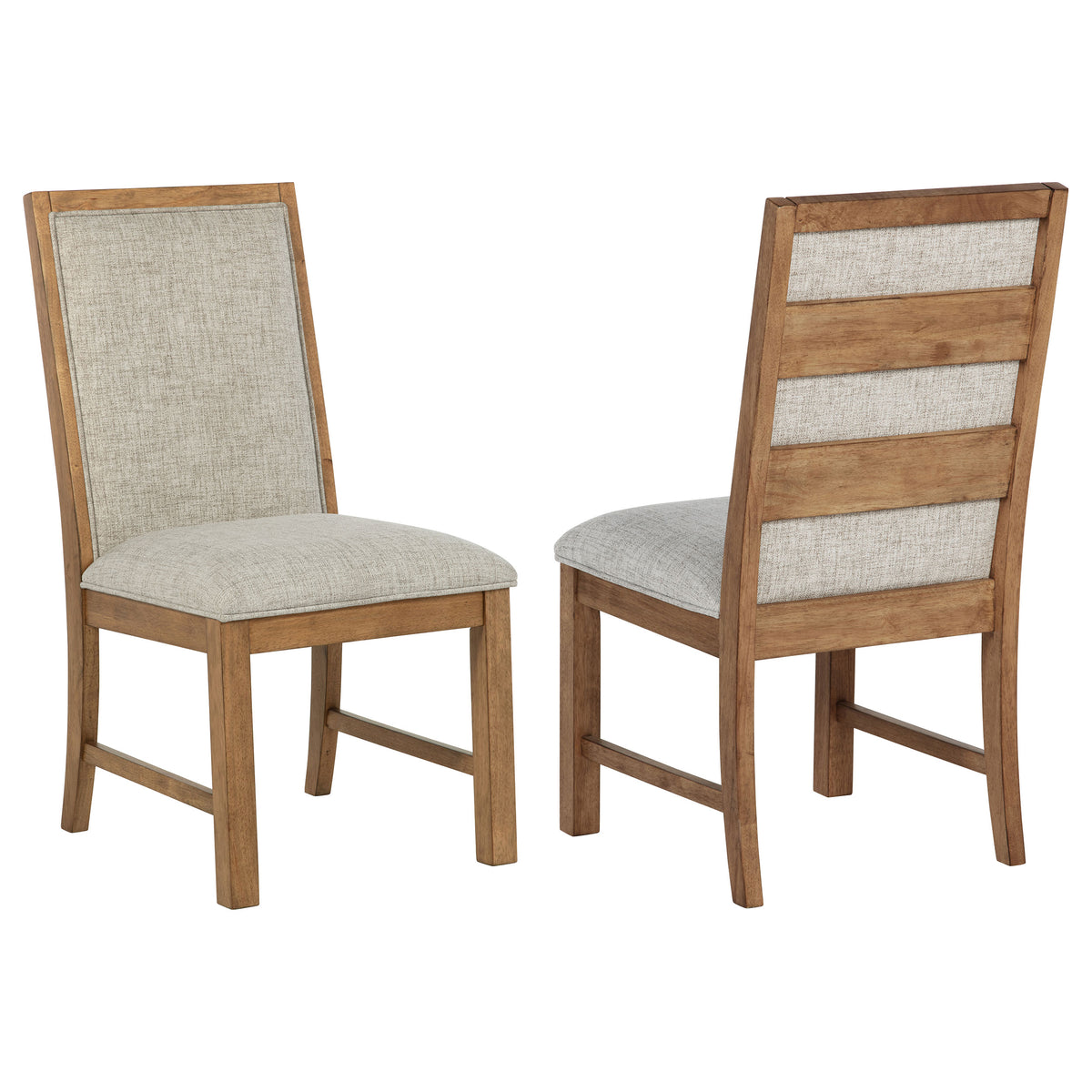 Bruner Upholstered Ladder Back Dining Side Chairs (Set of 2) Oatmeal and Natural Brown