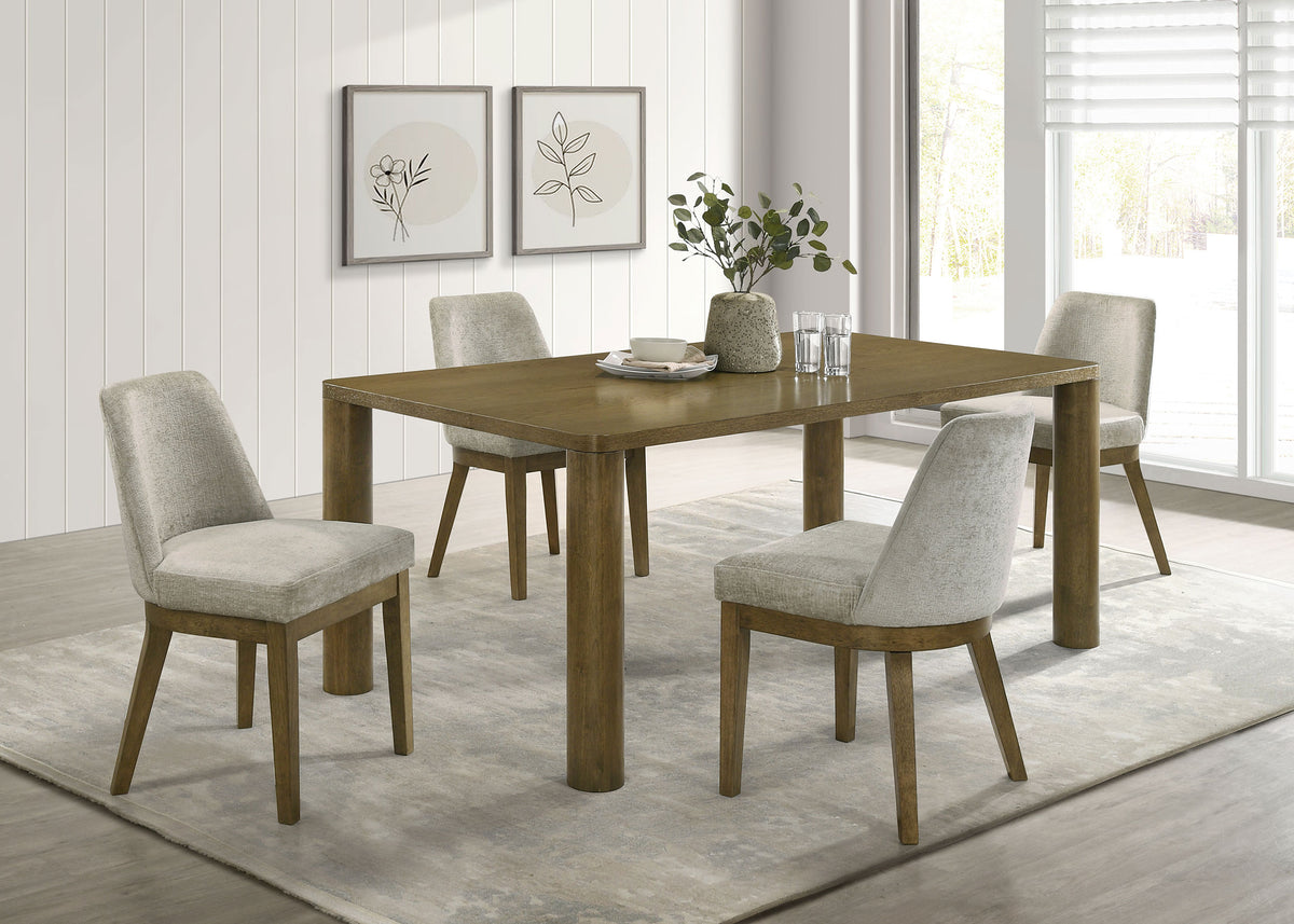 Castlewood 5-piece 71-inch Rectangular Dining Set Brown Oak and Light Tan