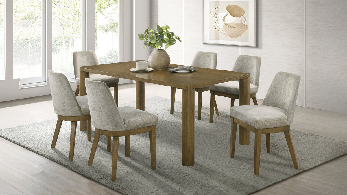 Castlewood 7-piece 71-inch Rectangular Dining Set Brown Oak and Light Tan