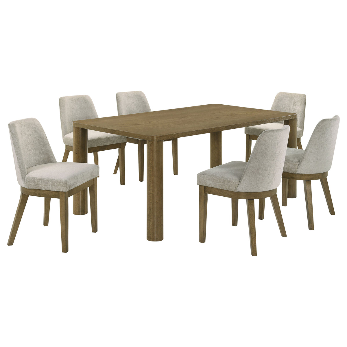 Castlewood 7-piece 71-inch Rectangular Dining Set Brown Oak and Light Tan