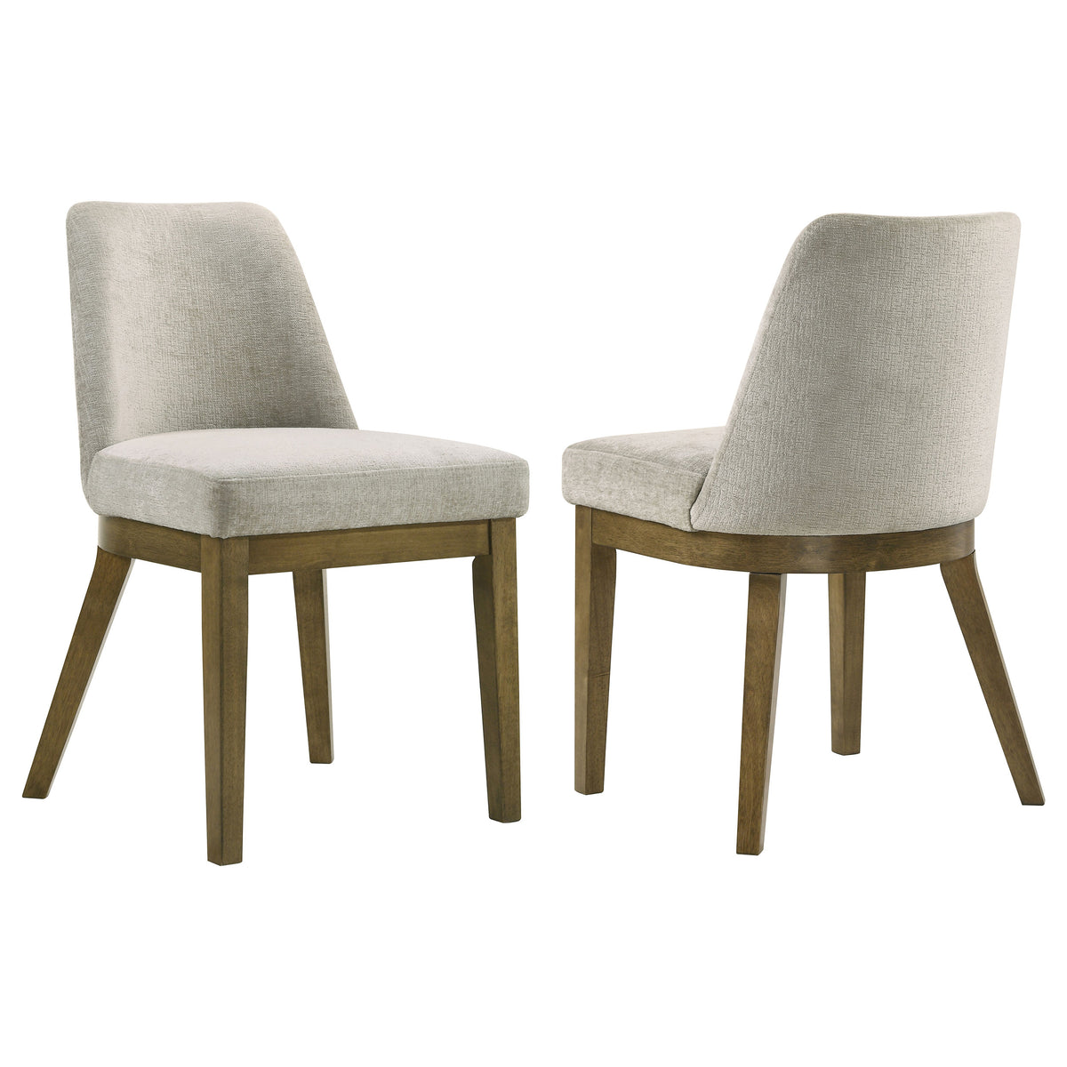 Castlewood Chenille Upholstered Dining Side Chairs (Set of 2) Light Tan and Brown Oak