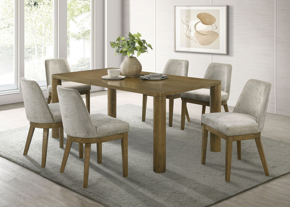 Castlewood Chenille Upholstered Dining Side Chairs (Set of 2) Light Tan and Brown Oak