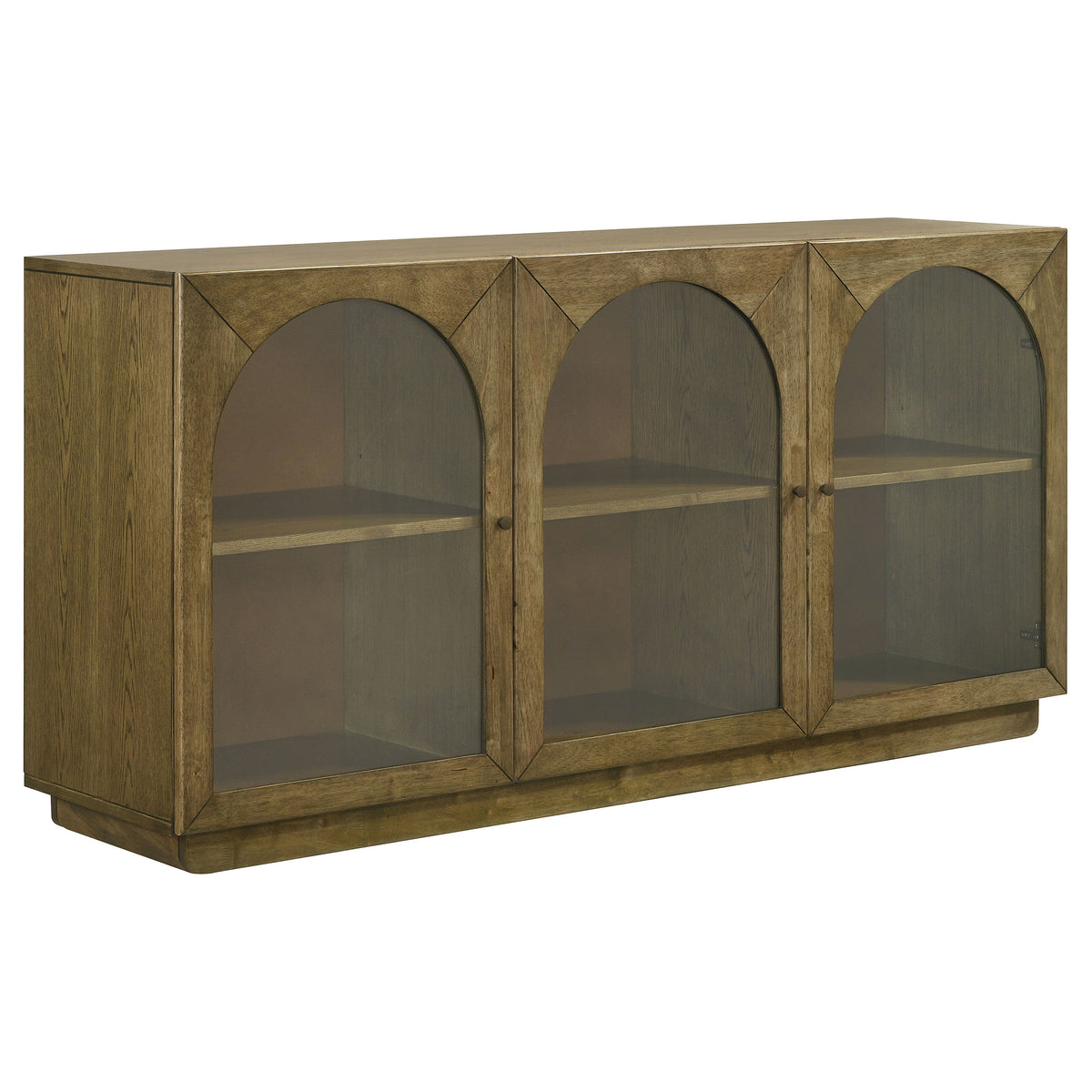Castlewood 71-inch 3-door Arched Glass Door Sideboard Buffet Brown Oak