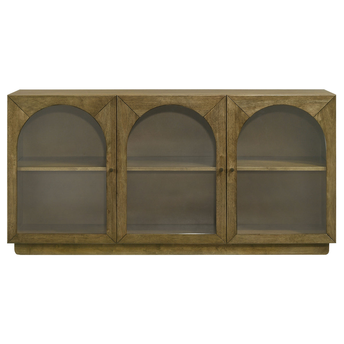 Castlewood 71-inch 3-door Arched Glass Door Sideboard Buffet Brown Oak