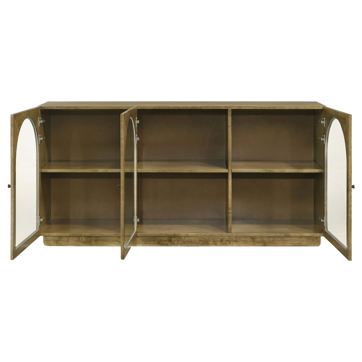 Castlewood 71-inch 3-door Arched Glass Door Sideboard Buffet Brown Oak