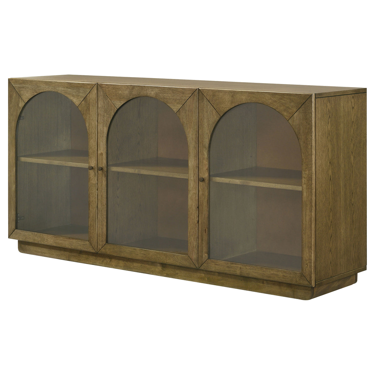 Castlewood 71-inch 3-door Arched Glass Door Sideboard Buffet Brown Oak