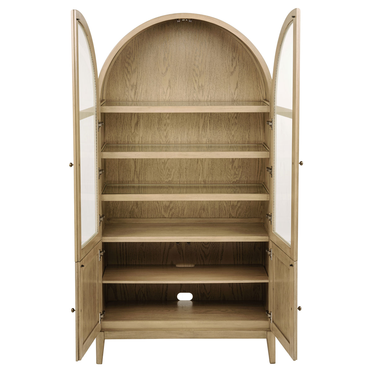 Kailani 4-Door Cane Dining Vitrine Display Cabinet Beige Oak