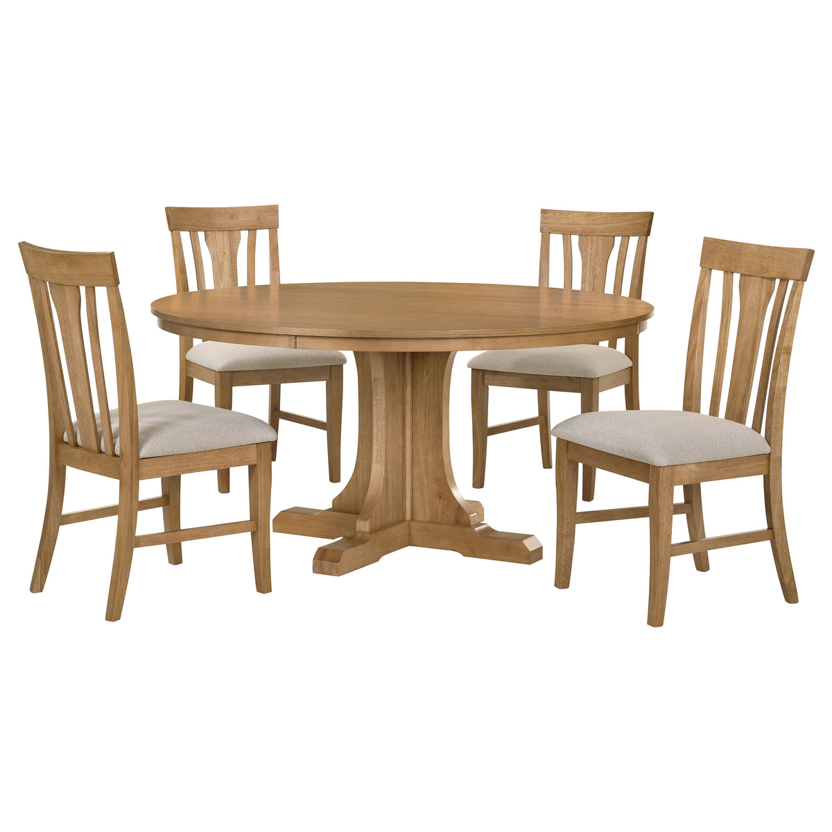 Hartville 5-piece 60-inch Round Pedestal Dining Set Natural Light Brown