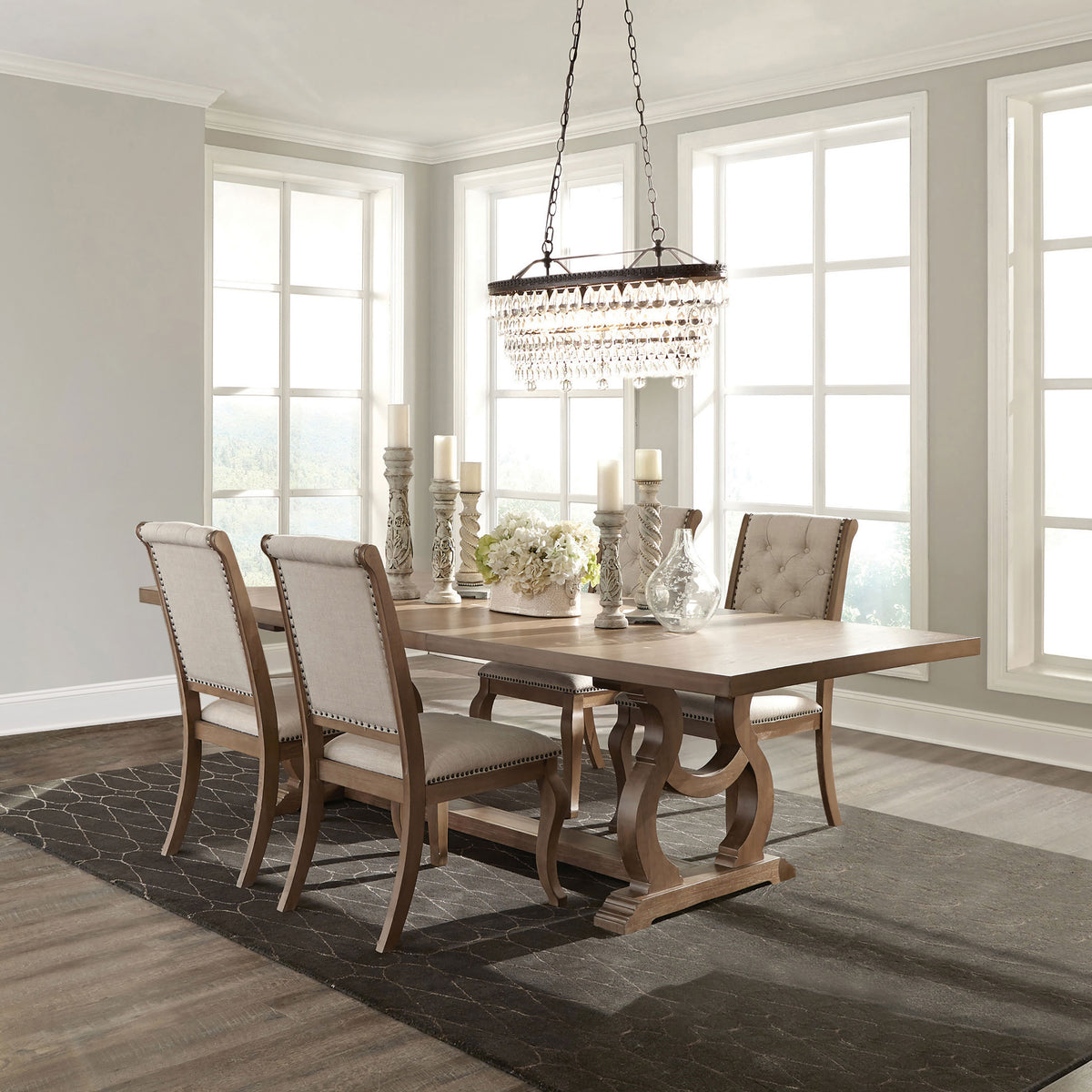 Brockway 5-piece Rectangular Extension Dining Set Barley Brown and Cream