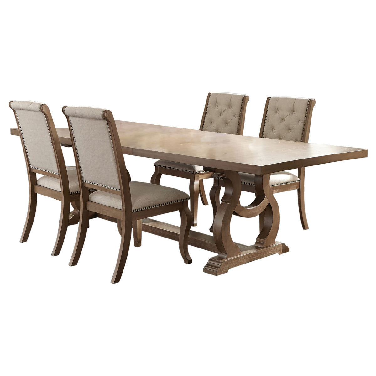 Brockway 5-piece Rectangular Extension Dining Set Barley Brown and Cream