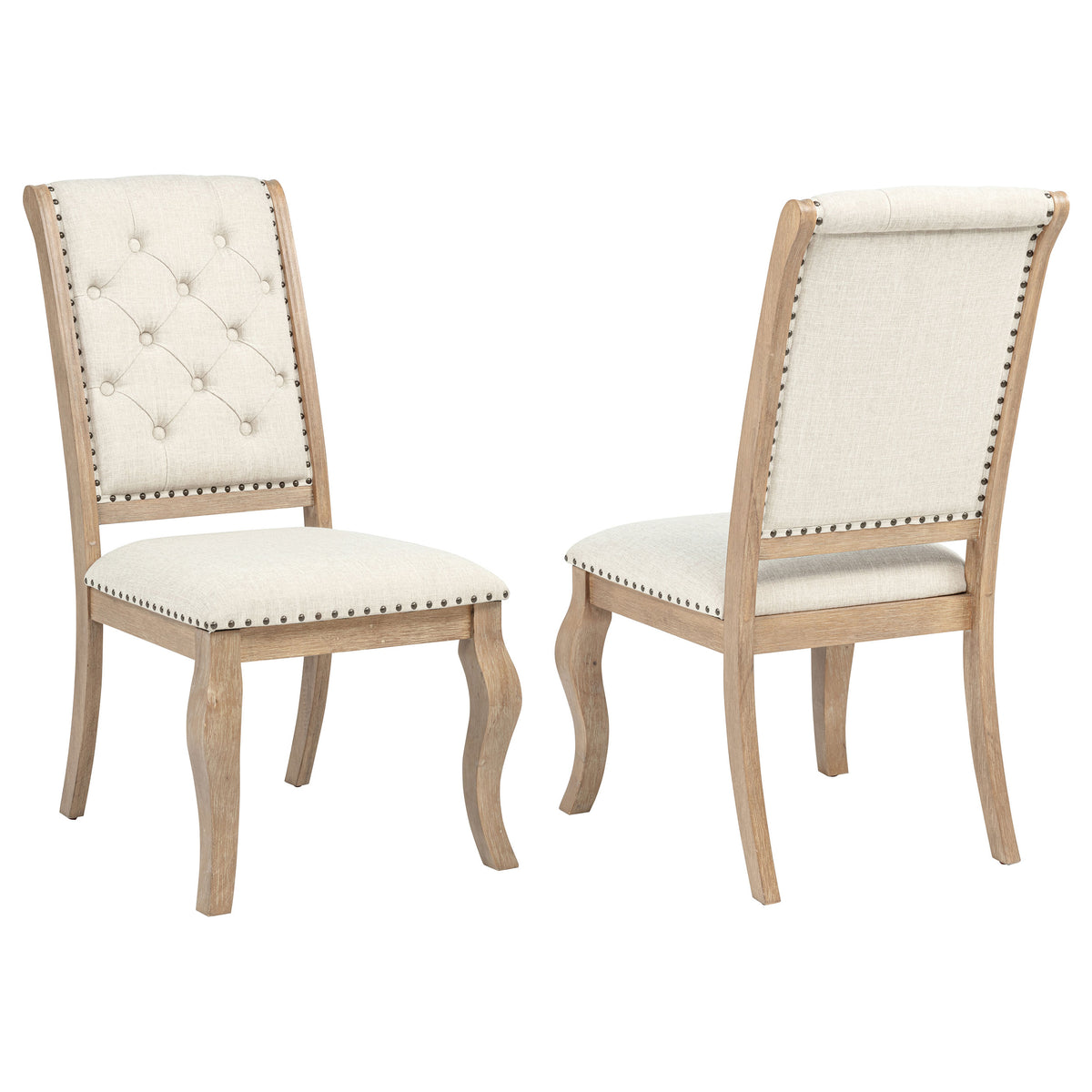 Brockway Tufted Upholstered Dining Side Chairs with Nailhead Trim (Set of 2) Cream and Barley Brown