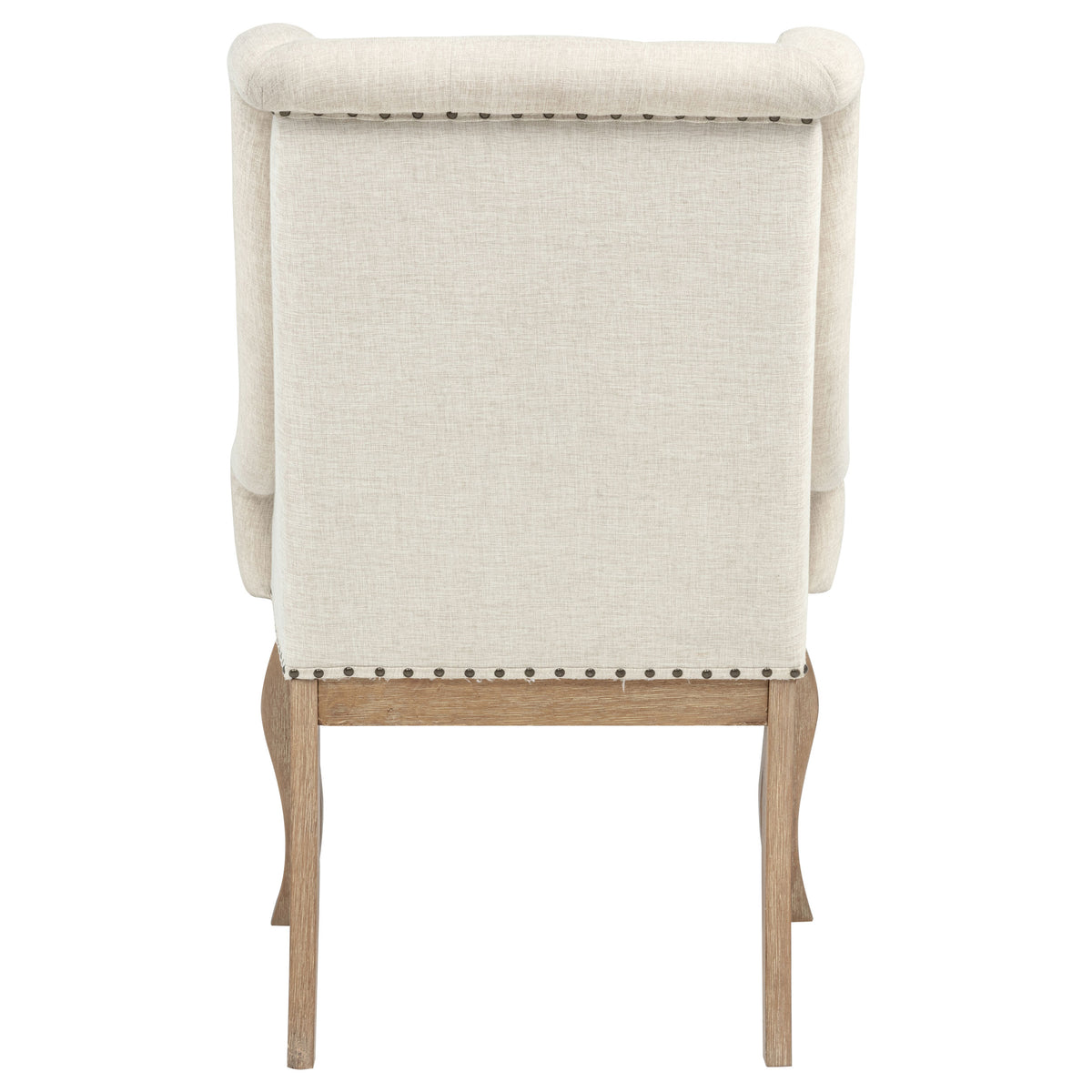 Brockway Tufted Upholstered Dining Arm Chairs with Nailhead Trim (Set of 2) Cream and Barley Brown